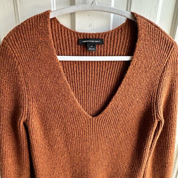 Something Navy Arielle Charnas Rust Ribbed Sweater Dress - Picture 3 of 8